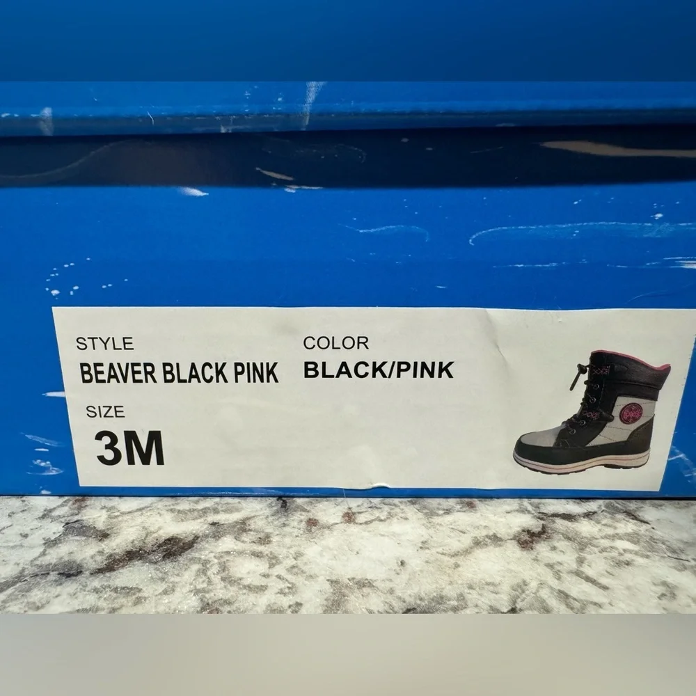NEW W/ BOX Totes ThermoLite Black / Pink / Gray Winter Snow Boots Size Girls 3M